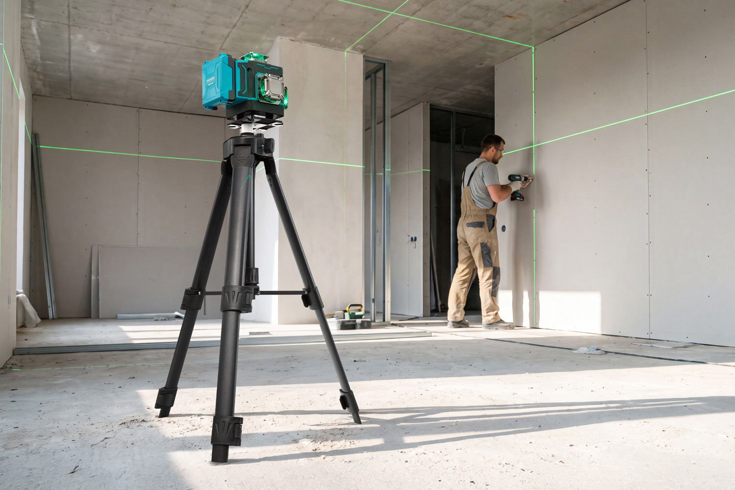 16 zielonych linii laserowych – 4 płaszczyzny 360°